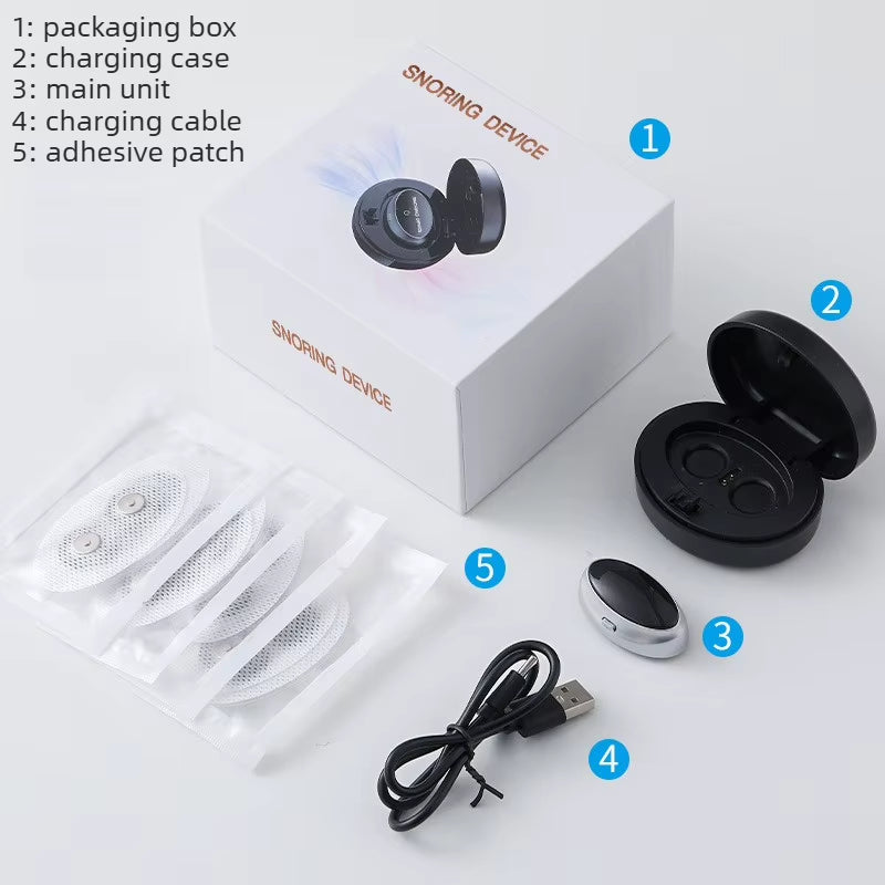 Anti-Snore Device with Dual-Pulse Stimulation - Sleep Apnea Relief, Snore Reduction, Muscle Trainer for Silent Night
